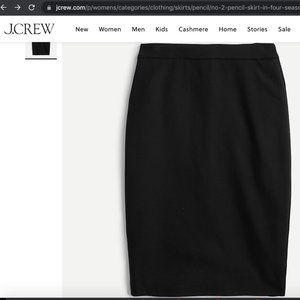 NWT - JCrew No. 2 Pencil Skirt in Four-season Stretch Size 00